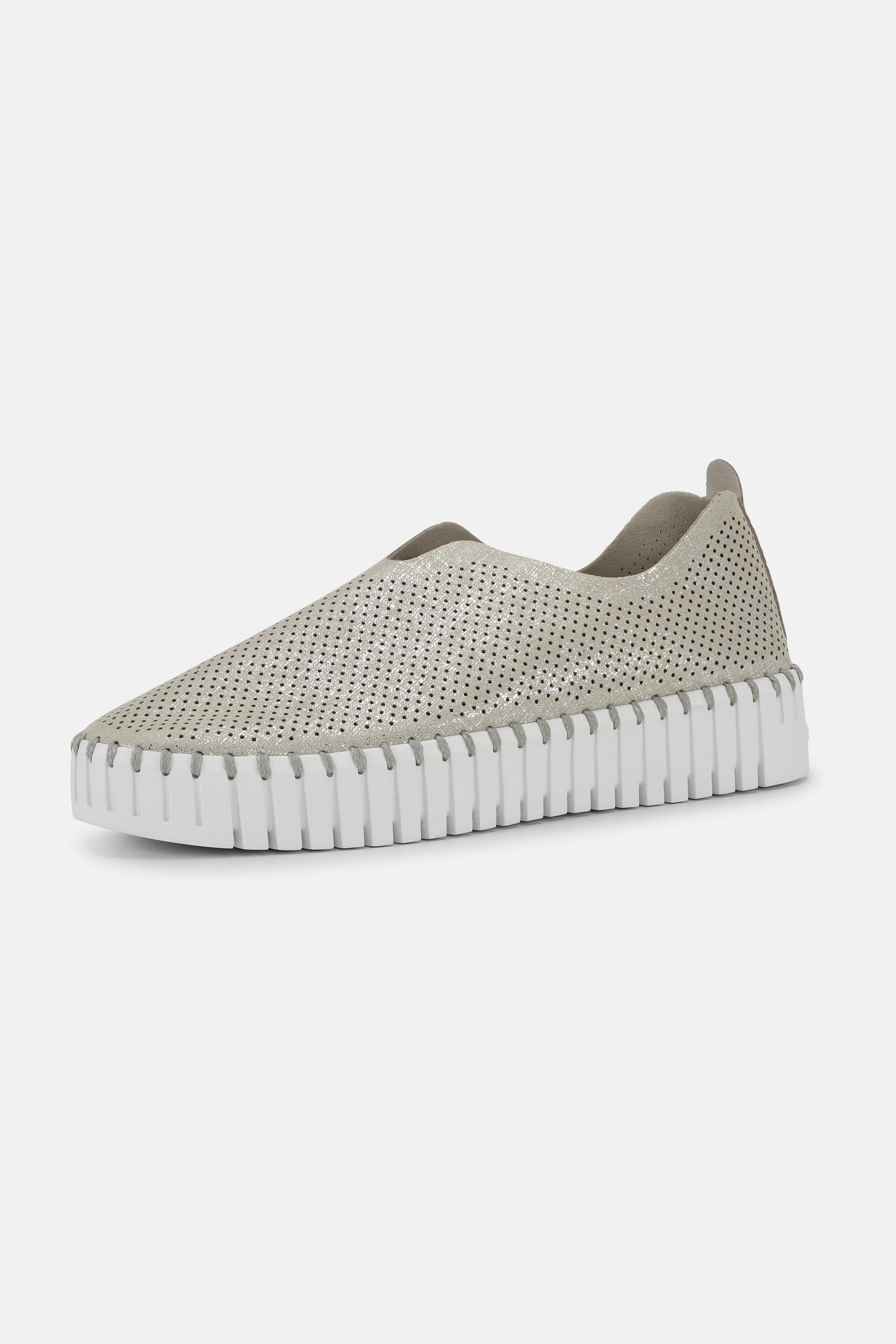 Platform Tulip Sko Glitter - Silver White